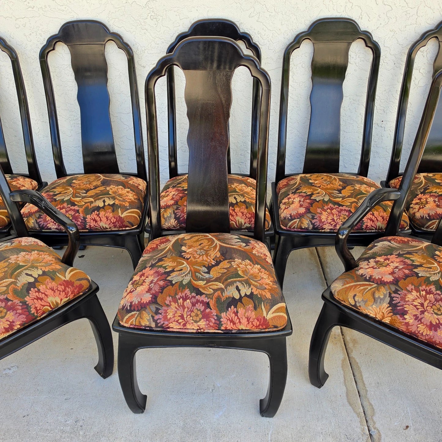 Vintage BERNHARDT Chinoiserie Ming Dining Chairs Set of 8