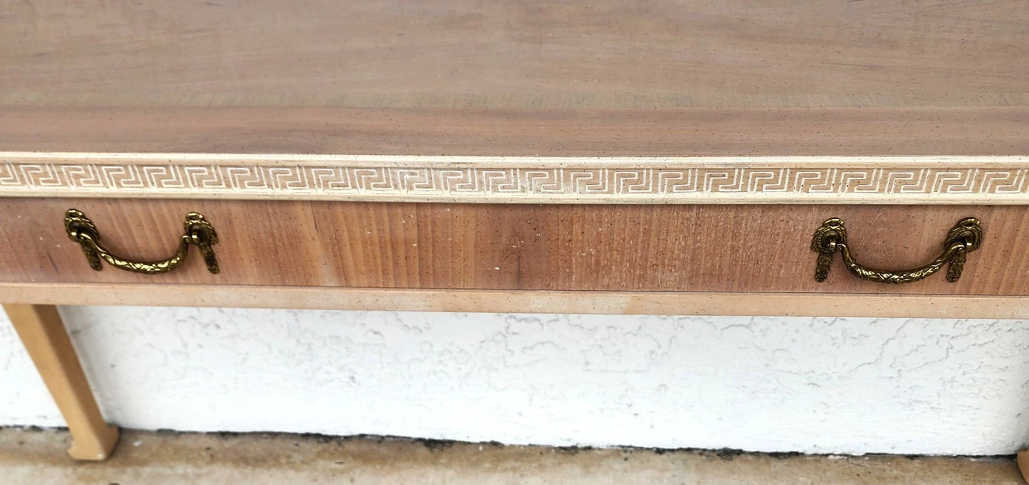 Italian Neoclassical Console Table Lion Heads Greek Key Vintage