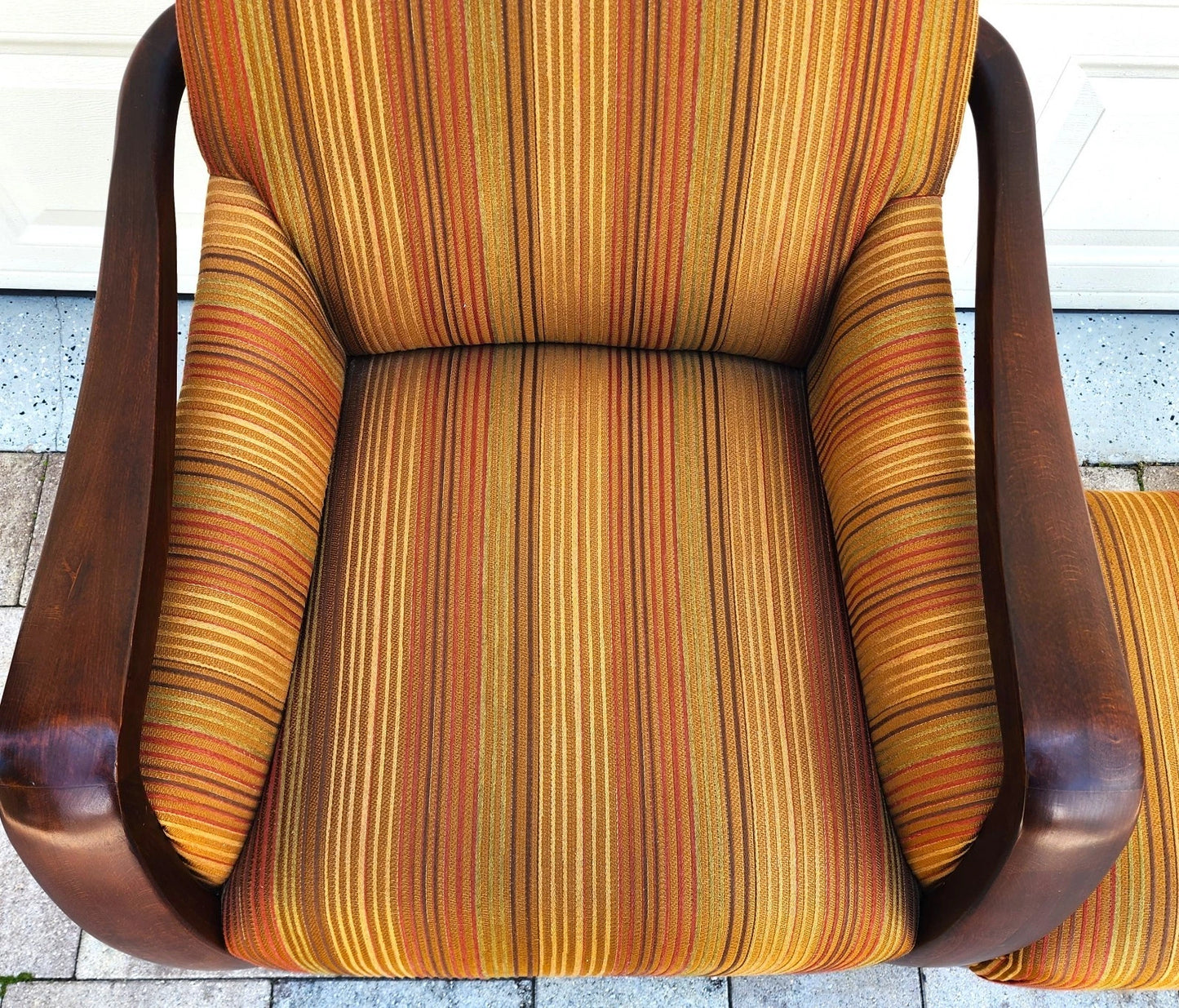 Vintage MCM Club Lounge Armchair & Ottoman Art Deco A Pair