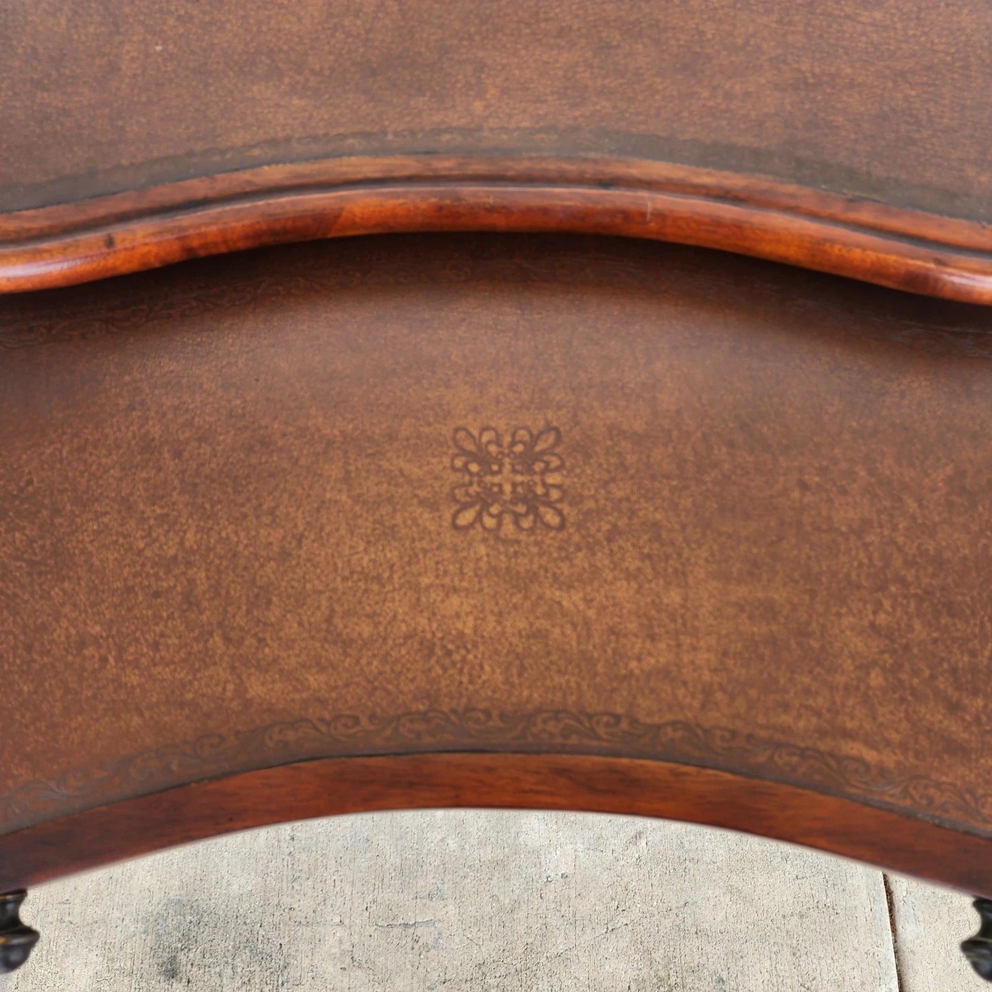 Theodore Alexander Leather Wrapped Serpentine Chest Hidden Pull Out Desk