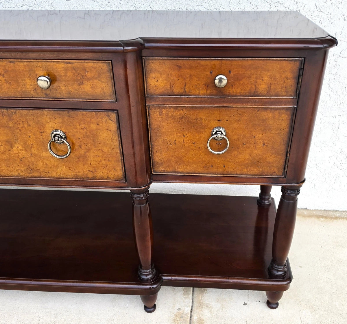 Baker Furniture Italian Provincial Mahogany Burl Wood Sideboard Buffet