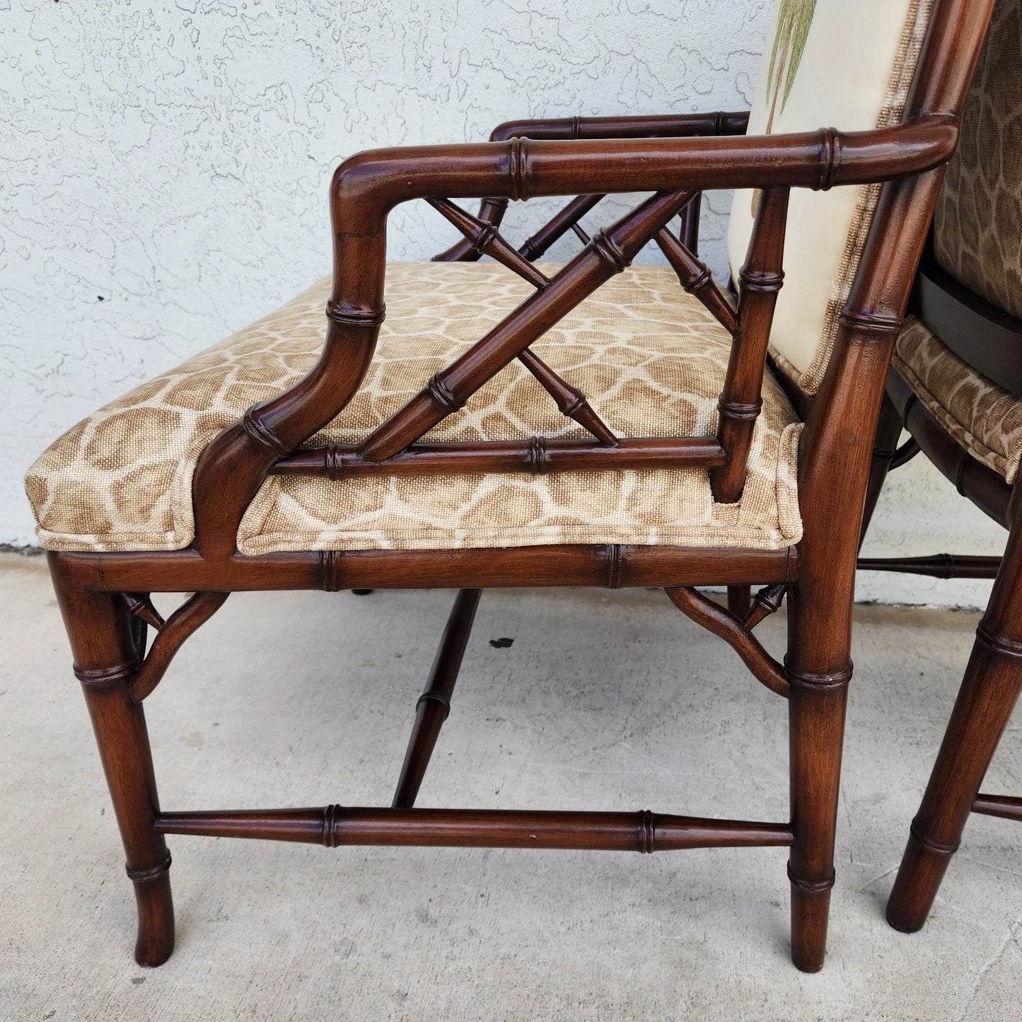 Vintage Chinese Chippendale Dining Chairs Bamboo Set of 8