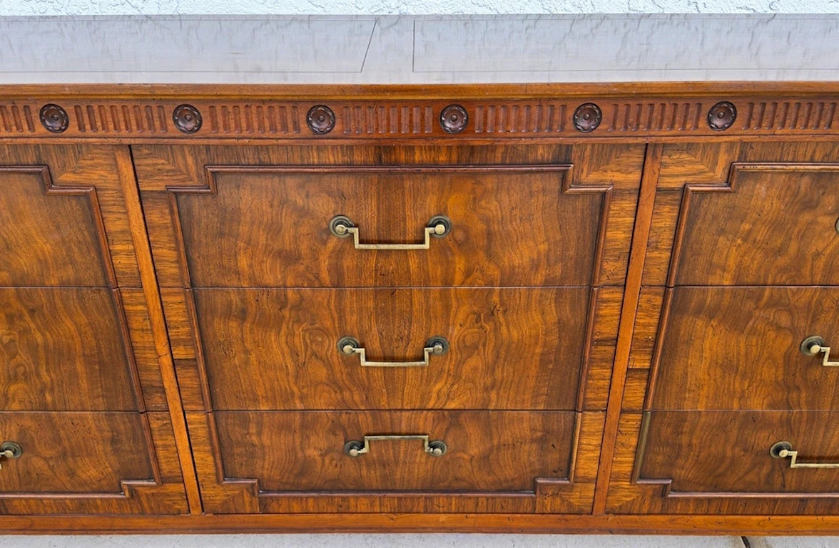 Vintage Baker French Empire Directoire Walnut Lowboy Dresser 1960s
