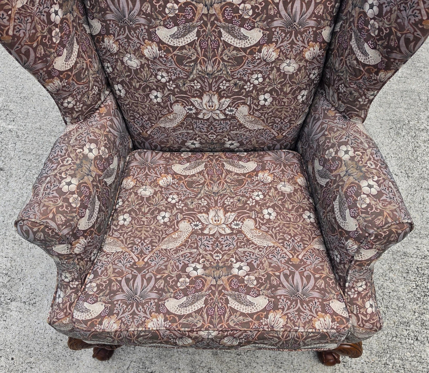 Vintage Hickory Chair Co Wingback William Morris Strawberry Thief Fabric