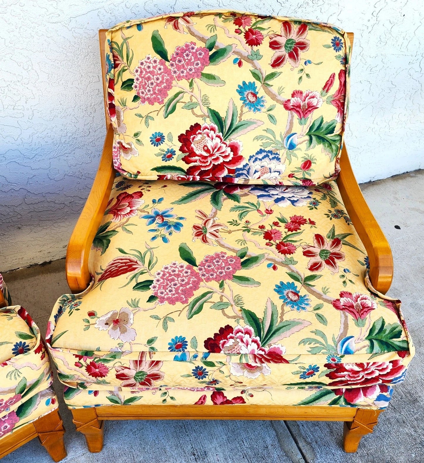 Antoinette Lounge Chairs Tropical Floral Pair