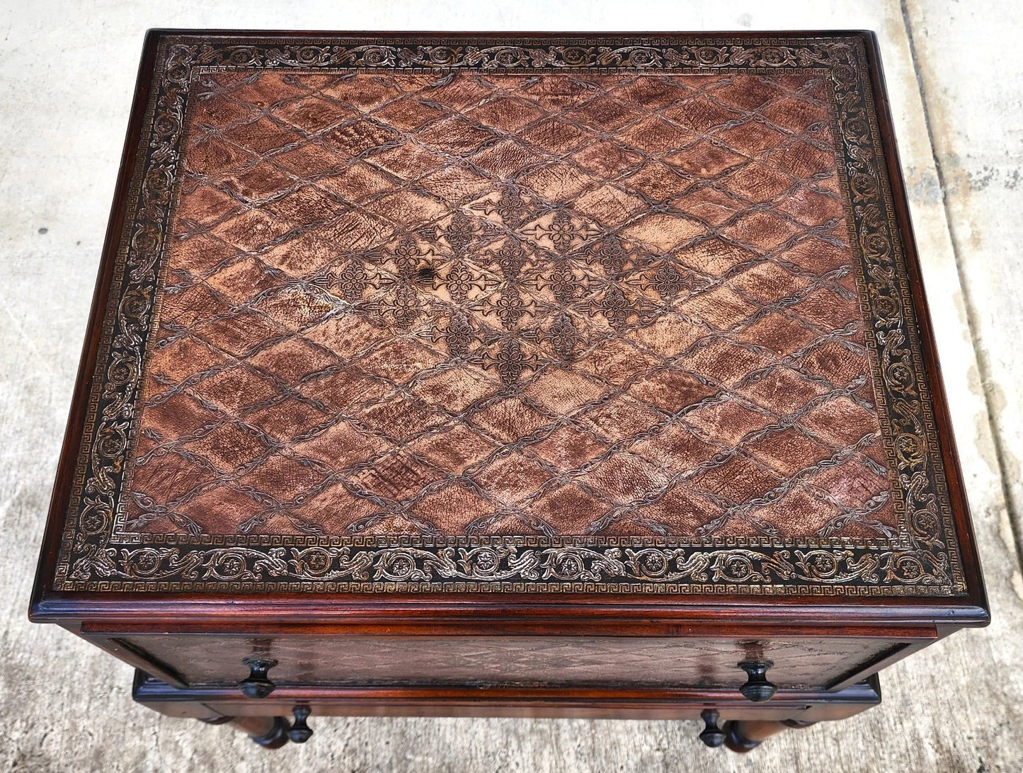 Theodore Alexander Leather Wrapped Side Accent Table