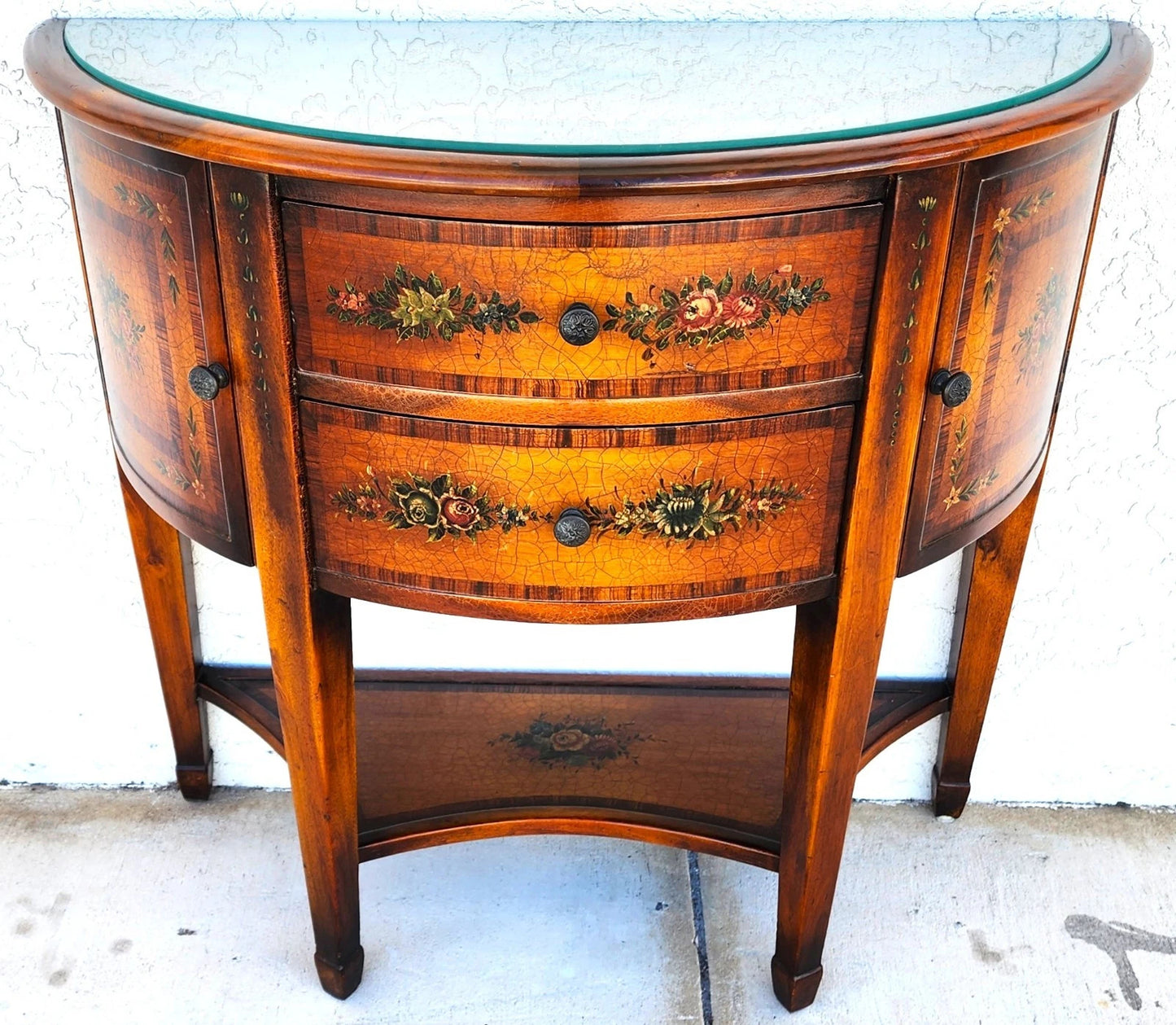 Theodore Alexander Demilune Console Table Sideboard Cabinet