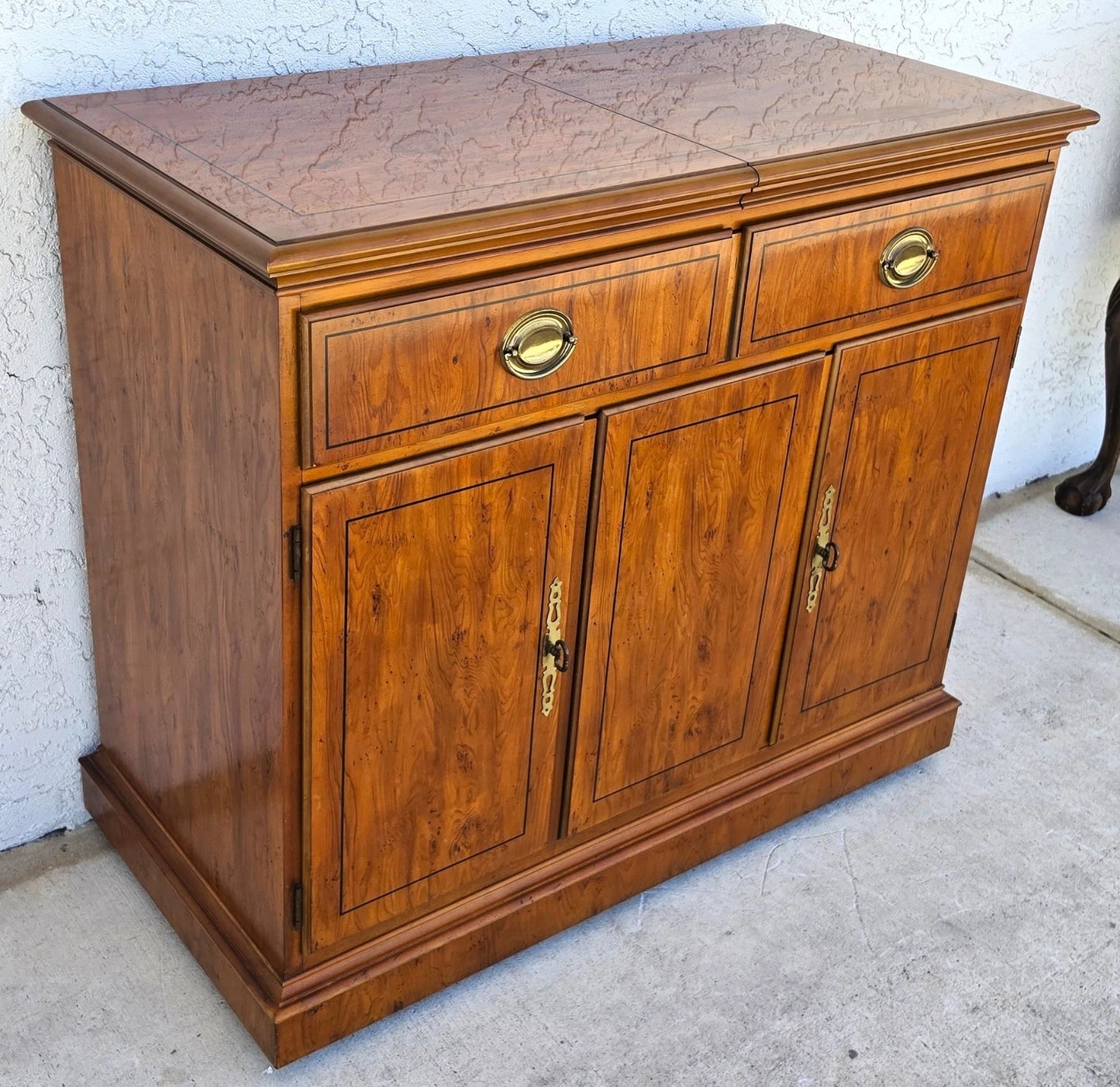 Drexel Slide Top Campaign Dry Bar Side Board Rolling 1970s