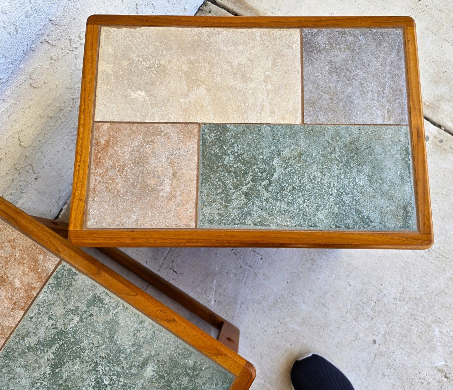 Vintage Mobelfabrikken Toften Danish MCM Solid Teak & Tile Coffee & Side Table