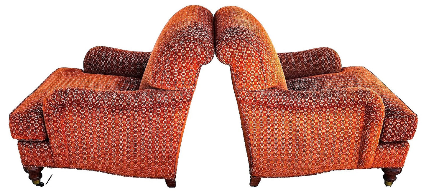 Robert Allen Club Chairs Plush English Pair