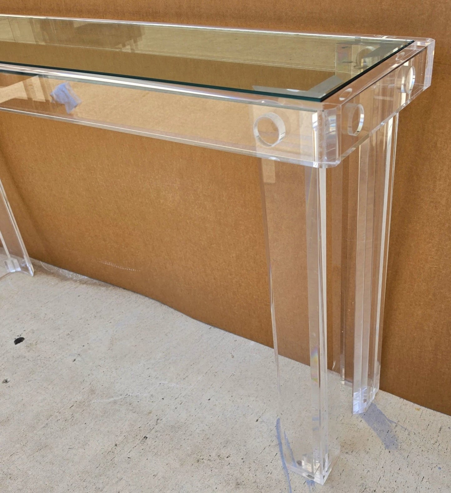 Vintage 1970s Mid-Century Modern Lucite Console Sofa Table