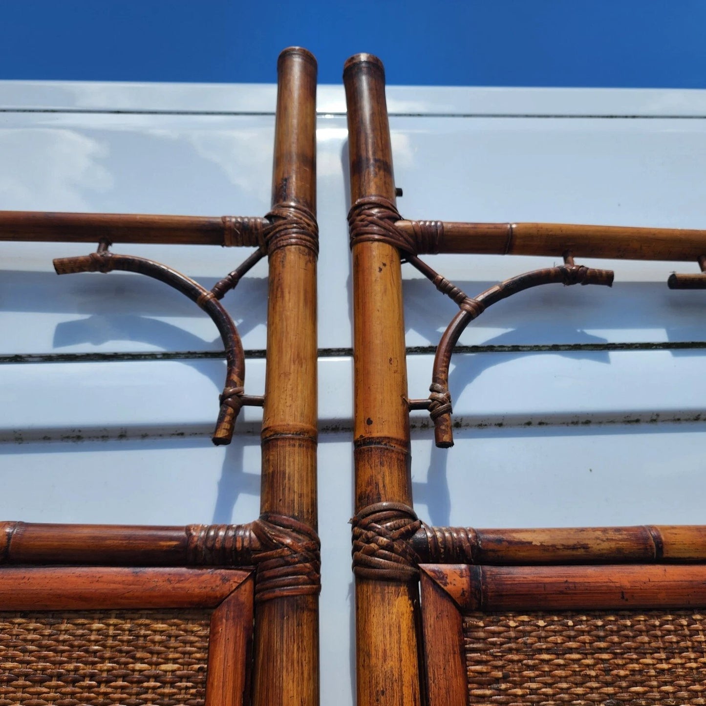 Vintage Bamboo Screen Room Divider Headboard 1960s