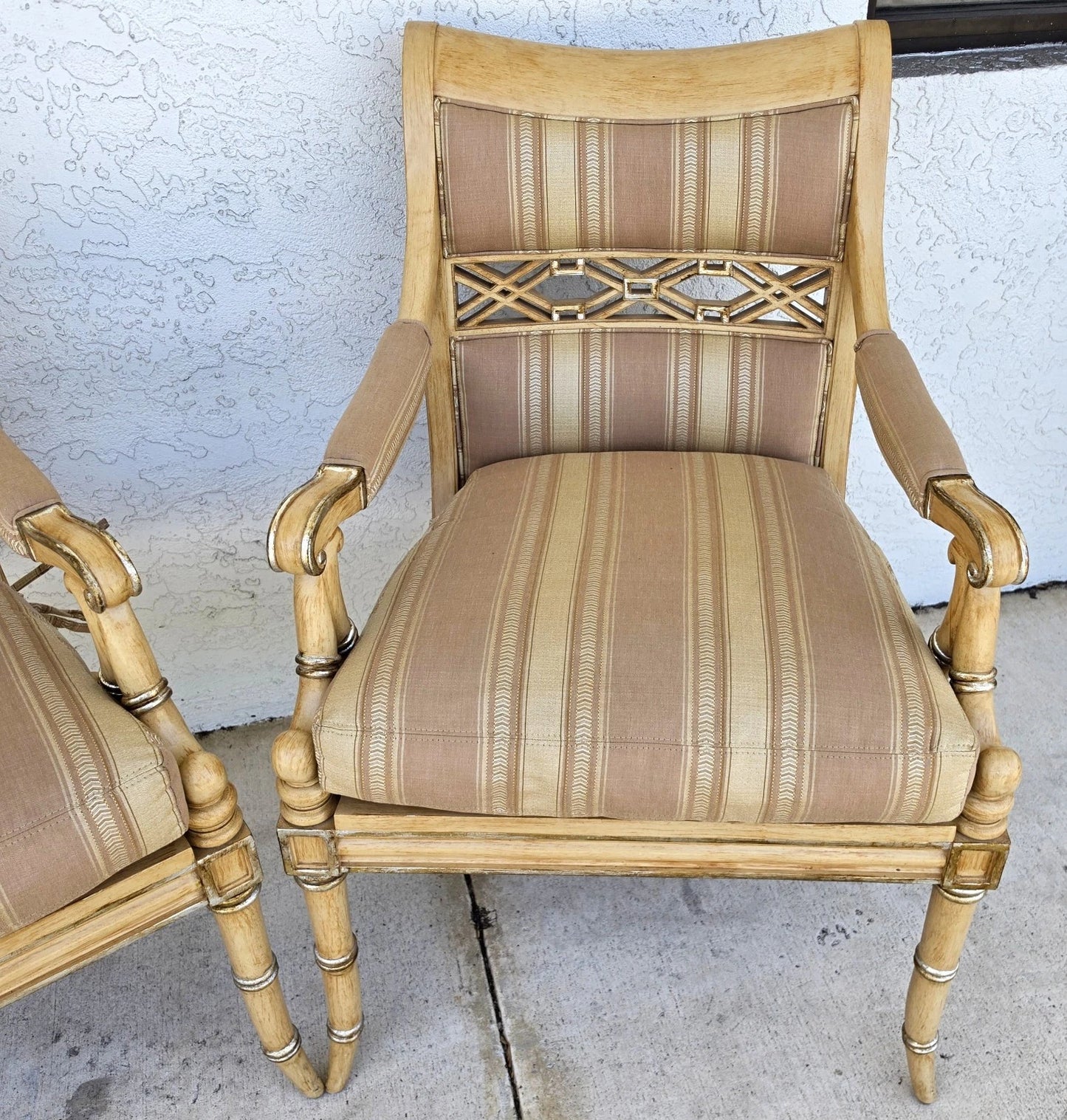 Century Furniture Regency Cane Seat Armchairs Pair
