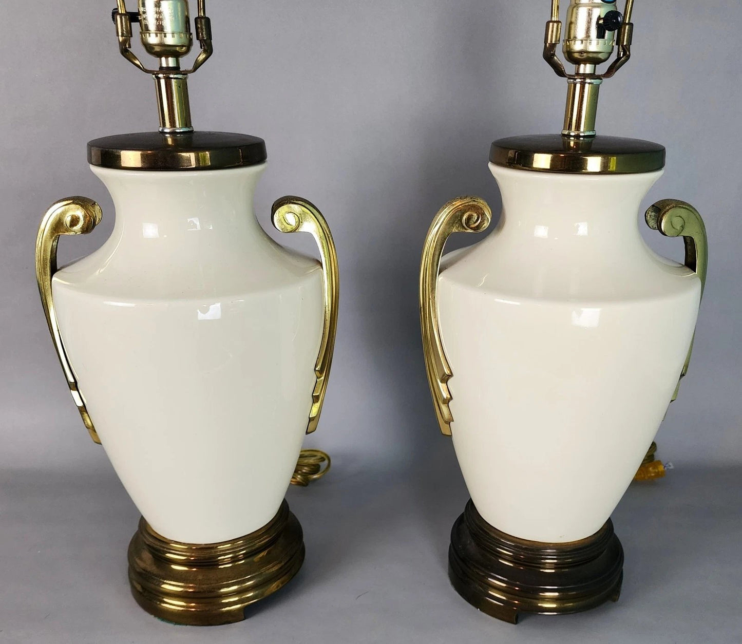 Vintage Art Deco Table Lamps Ceramic Brass A Pair