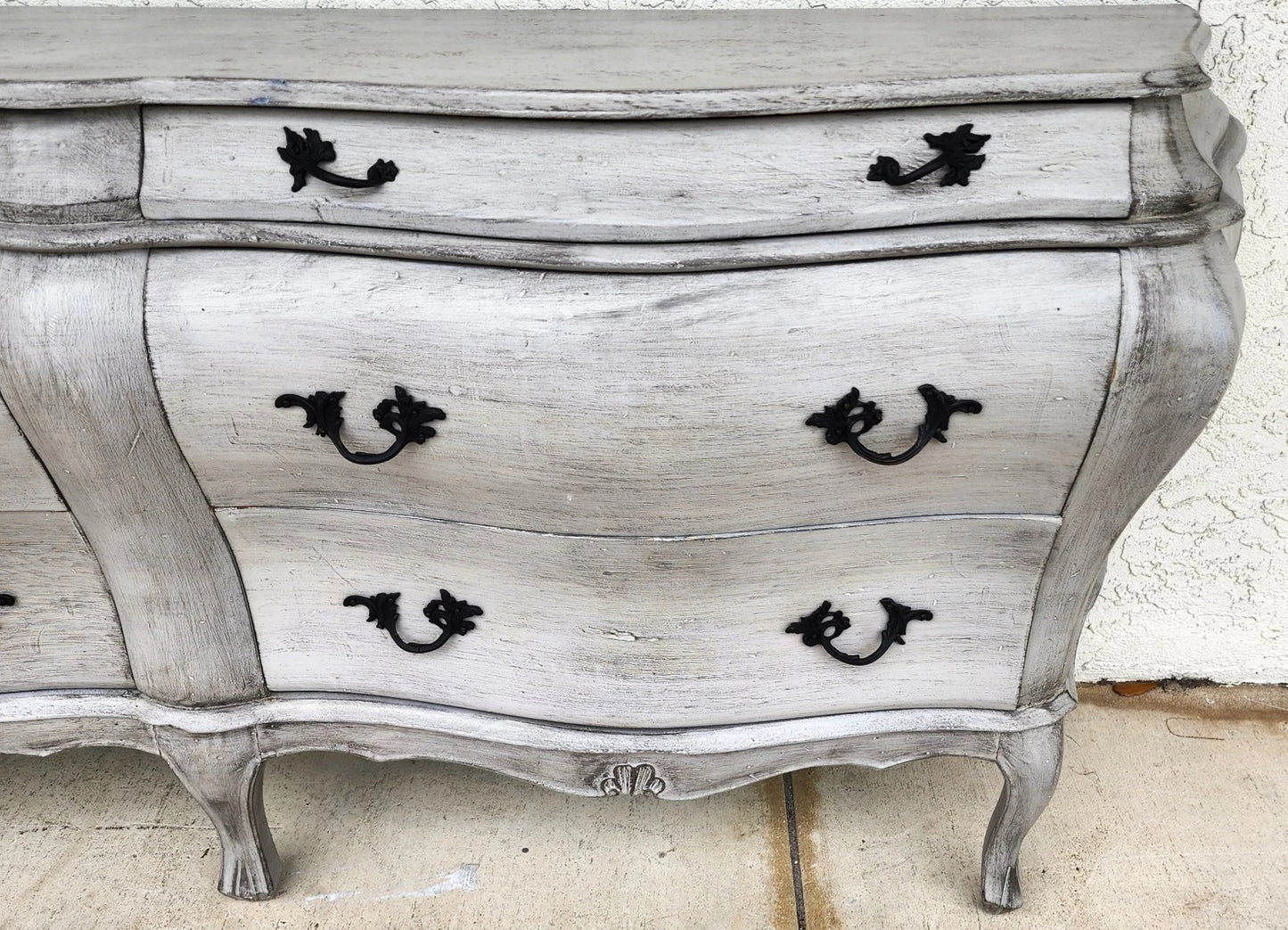 Antique French Serpentine Dresser Distressed