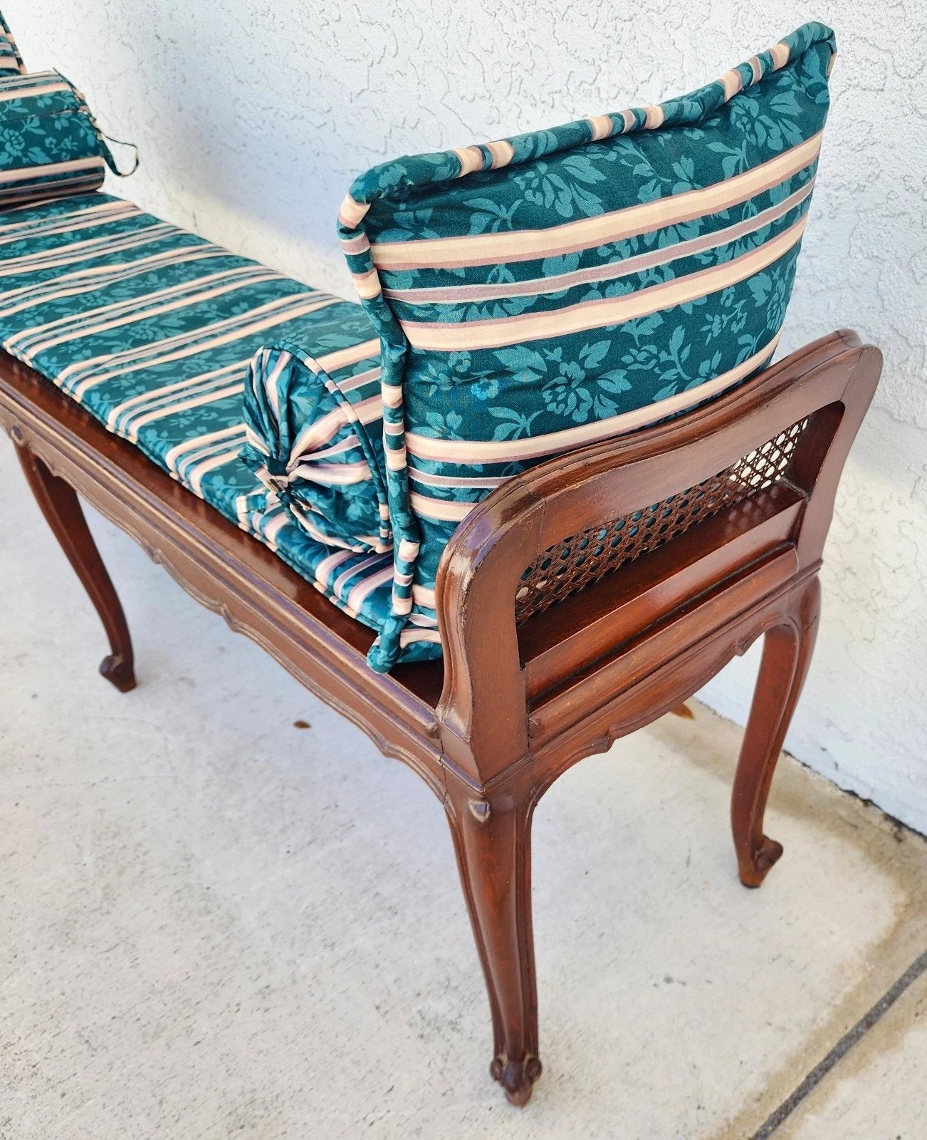 Vintage French Country Cane Bench