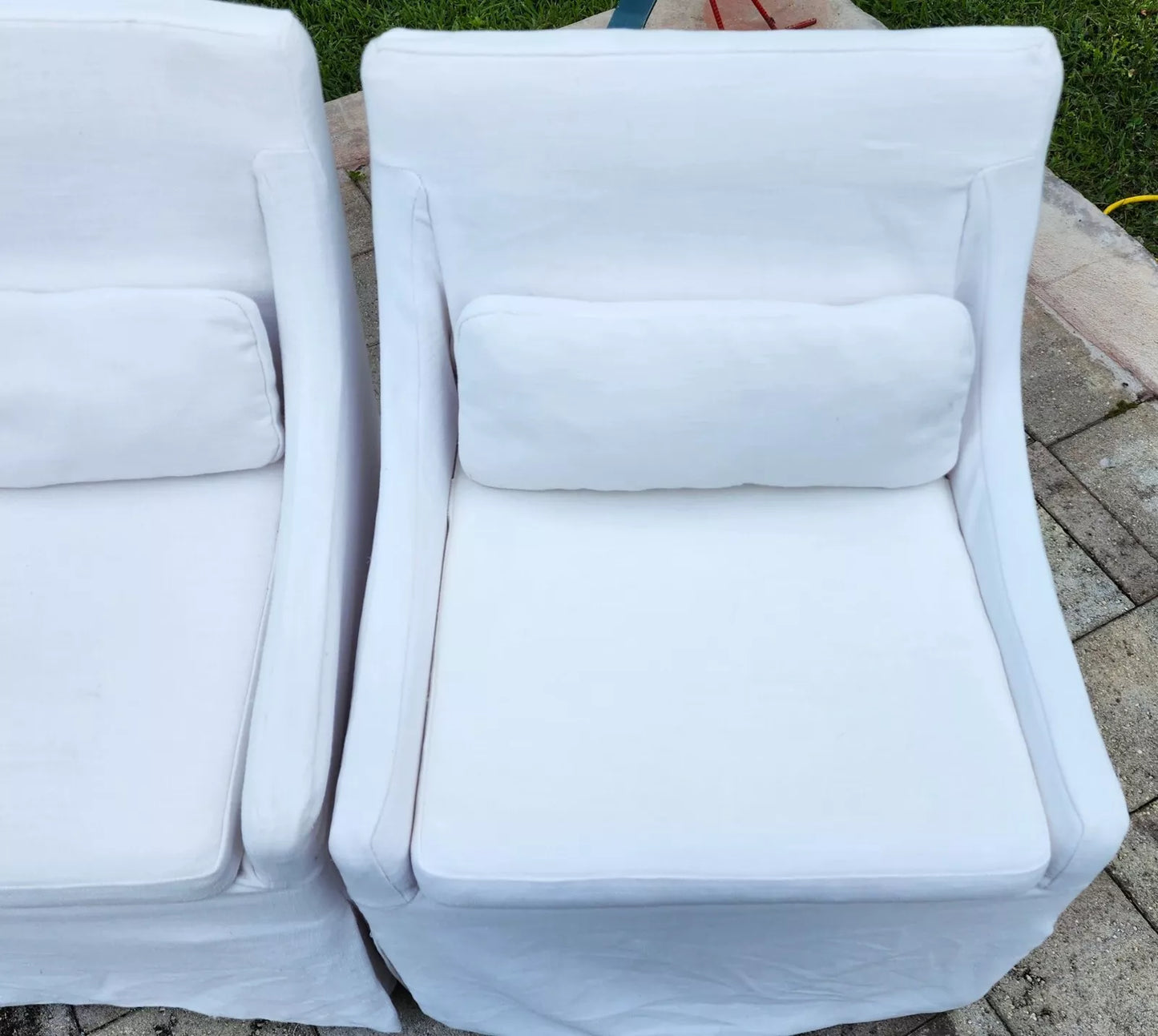 Restoration Hardware Low Belgian Slope Arm Slipcovered Dining Side Chairs RH