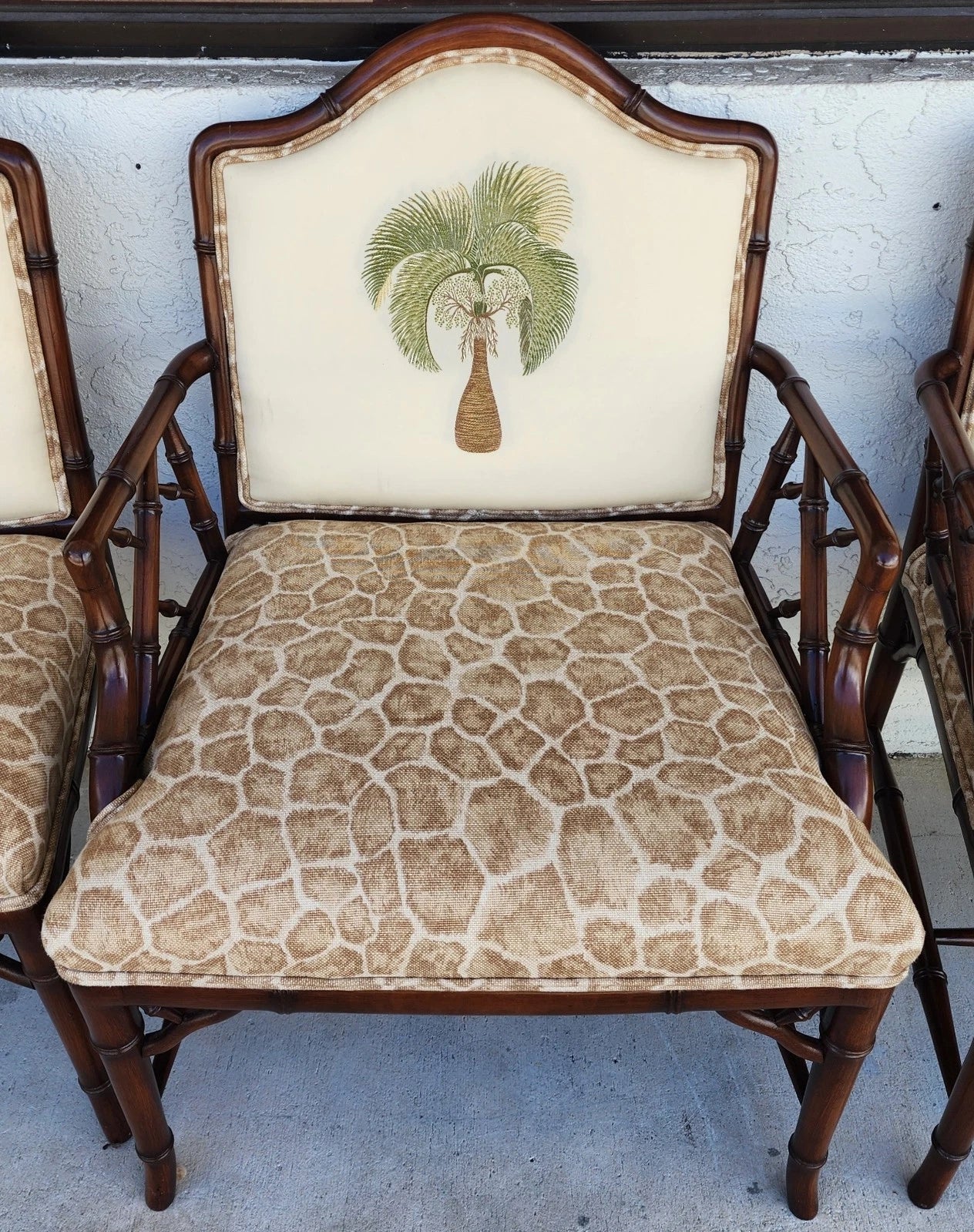 Vintage Chinese Chippendale Dining Chairs Bamboo Set of 8