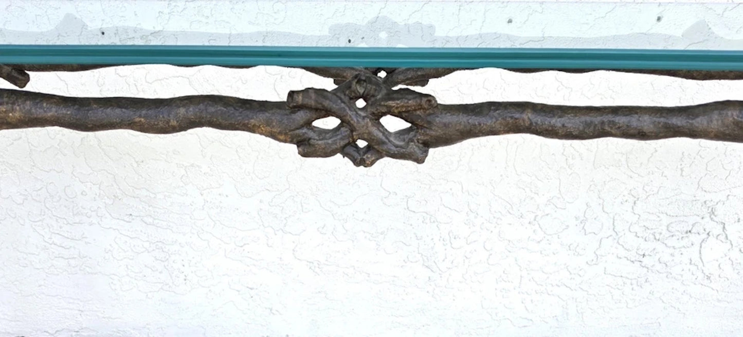 Patinated Bronze Faux Bois Branch Console Table Attributed to Carl Gillberg