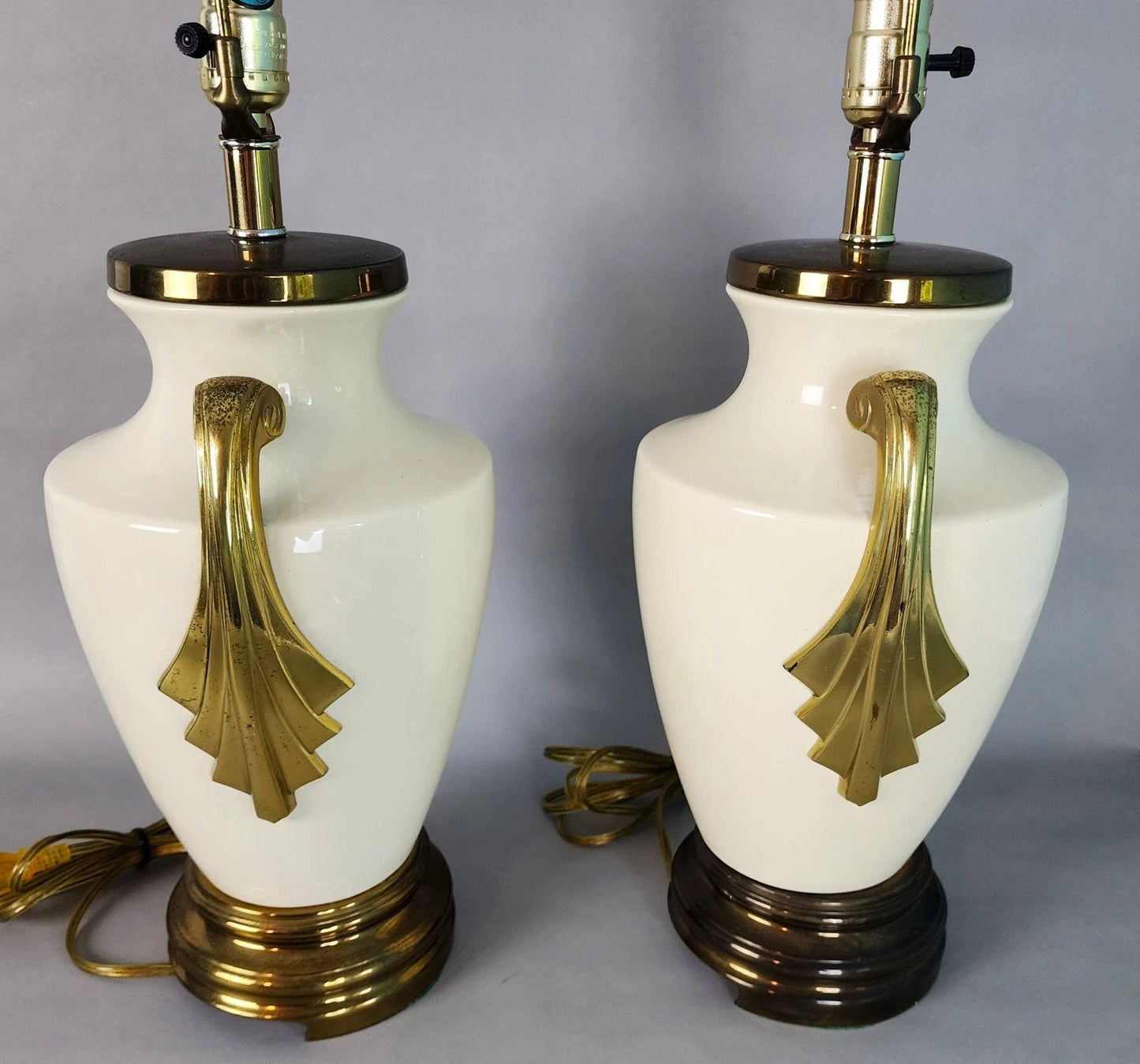 Vintage Art Deco Table Lamps Ceramic Brass A Pair