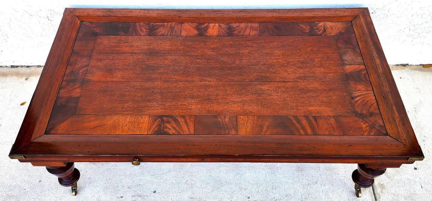 MCM Vintage Wood Inlay Extendable Coffee Table Rolling