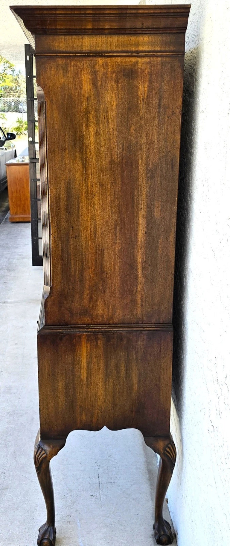 Antique Walnut Highboy Dresser Desk With Pullout Writing Surface
