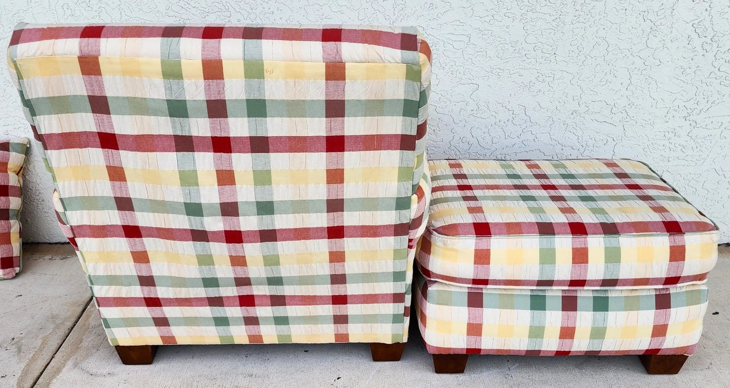 English Country Club Chair & Ottoman Shabby Chic