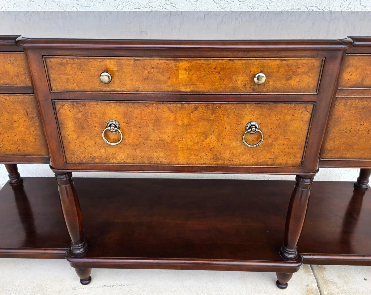 Baker Furniture Italian Provincial Mahogany Burl Wood Sideboard Buffet