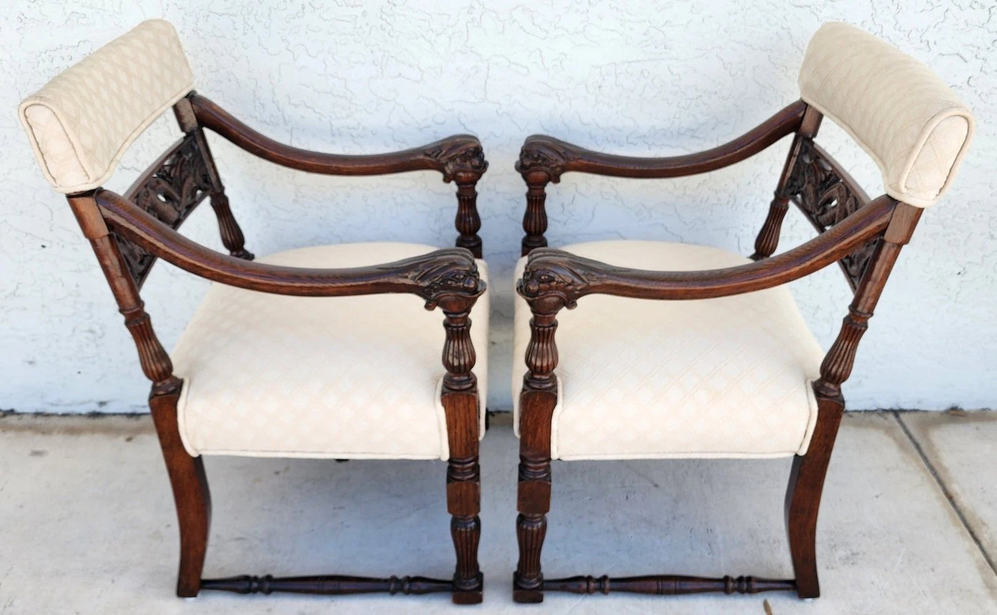 Chinoiserie Foo Dog Armchairs Pair Mid Century