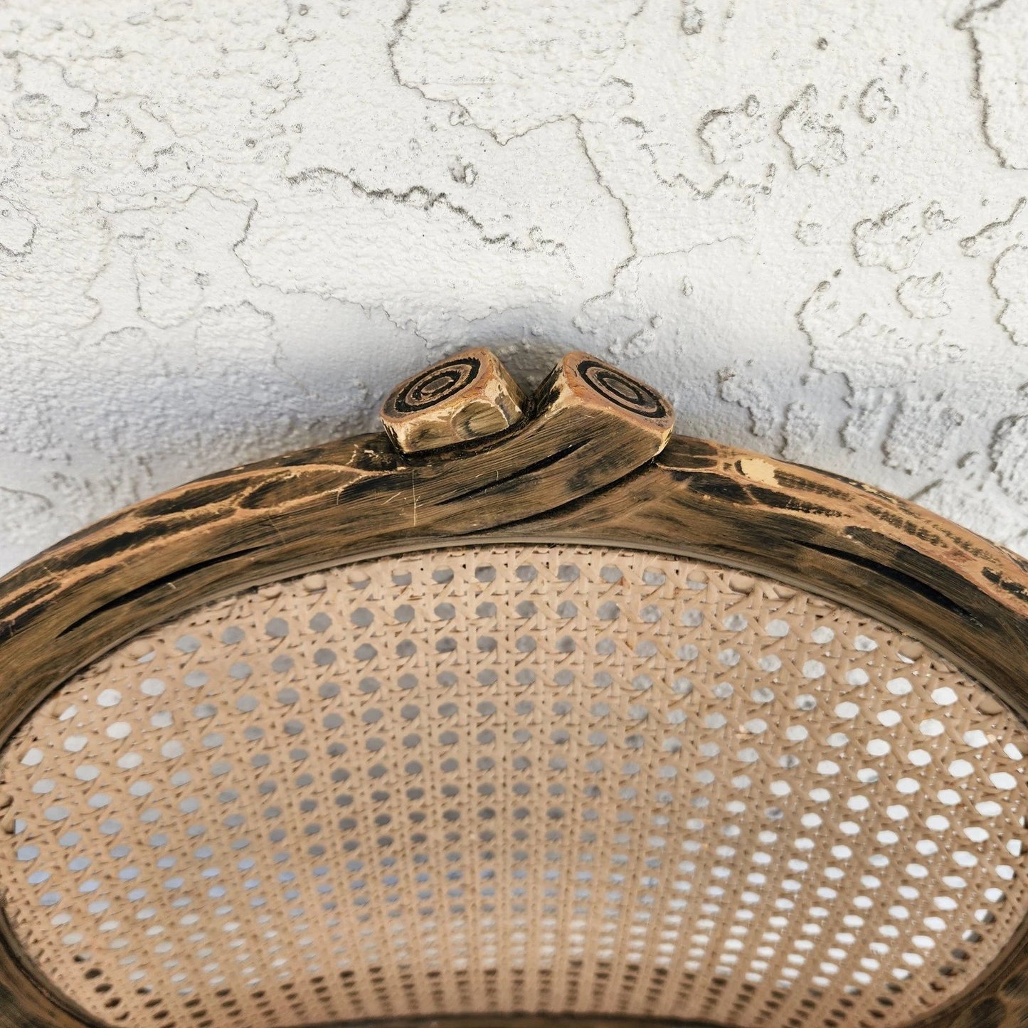 French Country Barstools Faux Bois Swivel Set of 3