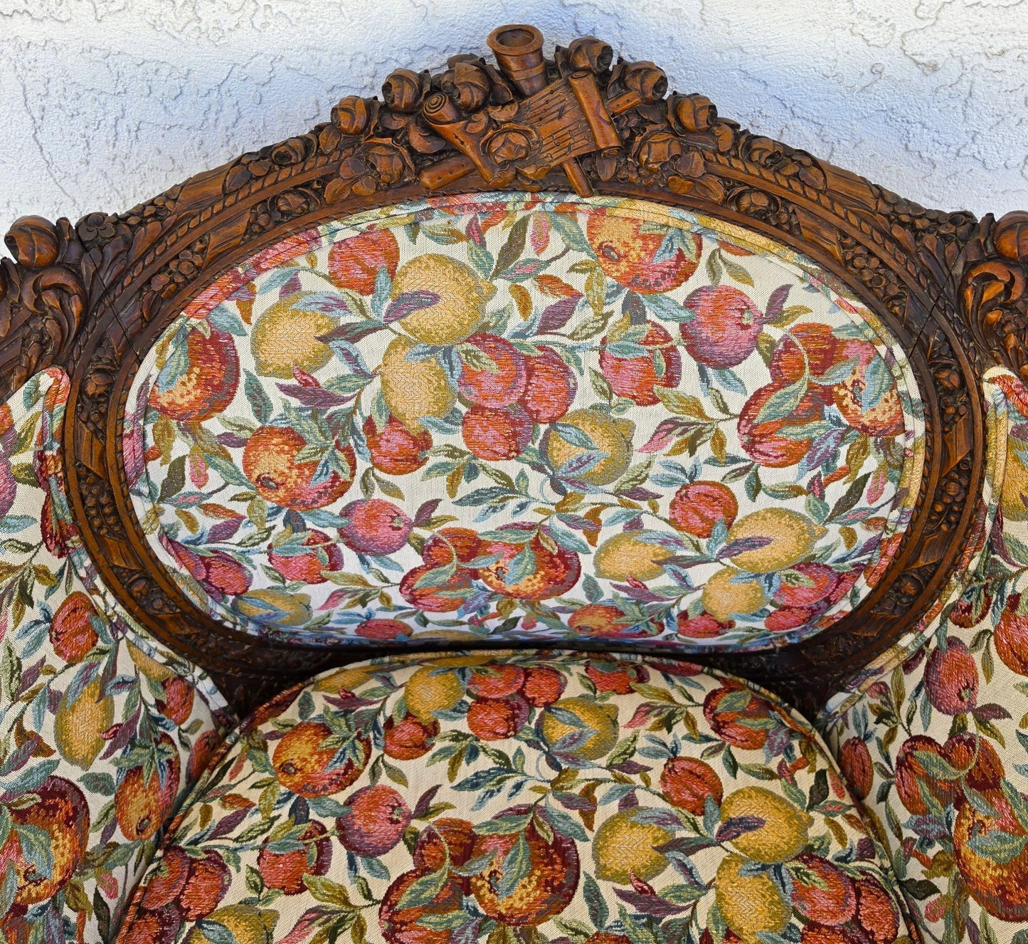 Antique French Regency Rams Heads Walnut Club Lounge Chair
