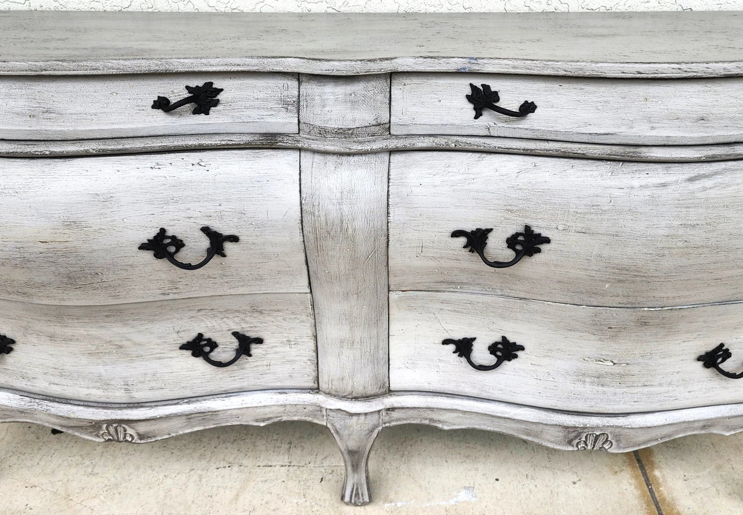 Antique French Serpentine Dresser Distressed