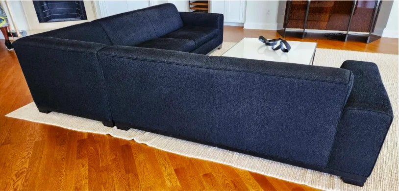 Thayer Coggin MCM Black Linen Sectional Sofa