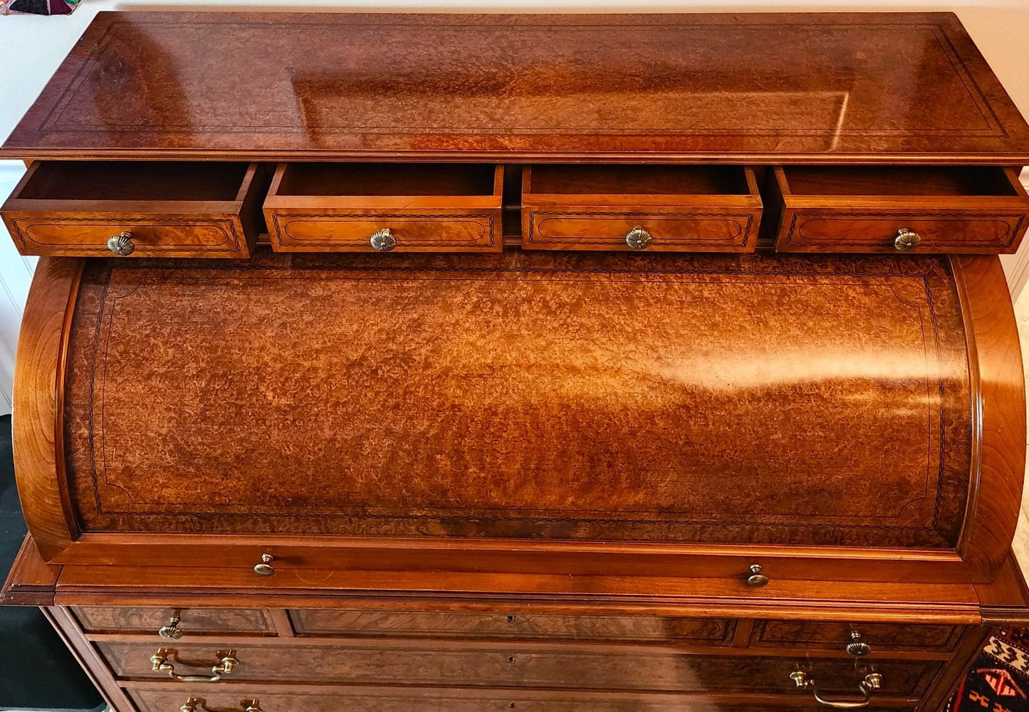 Antique Georgian Burlwood Roll Top Desk