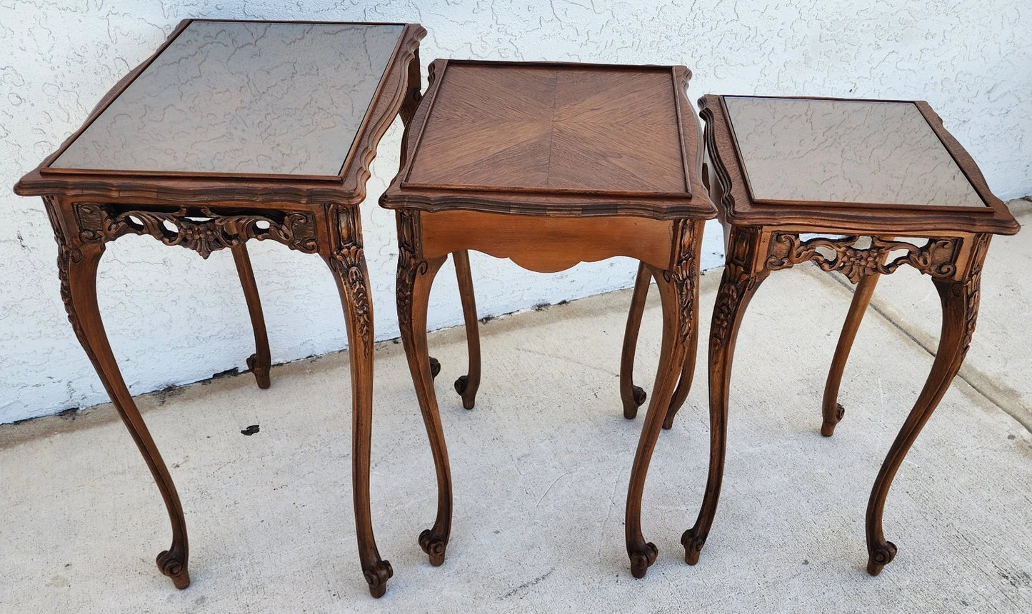 French Nesting Tables Walnut Vintage