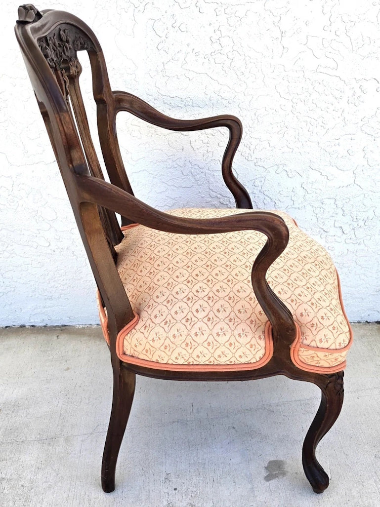 19th Century Antique Art Nouveau Edwardian Carved Walnut Armchair