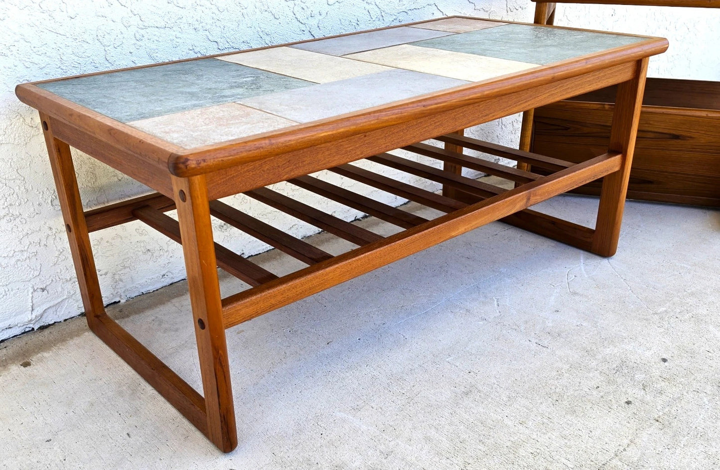 Vintage Mobelfabrikken Toften Danish MCM Solid Teak & Tile Coffee & Side Table