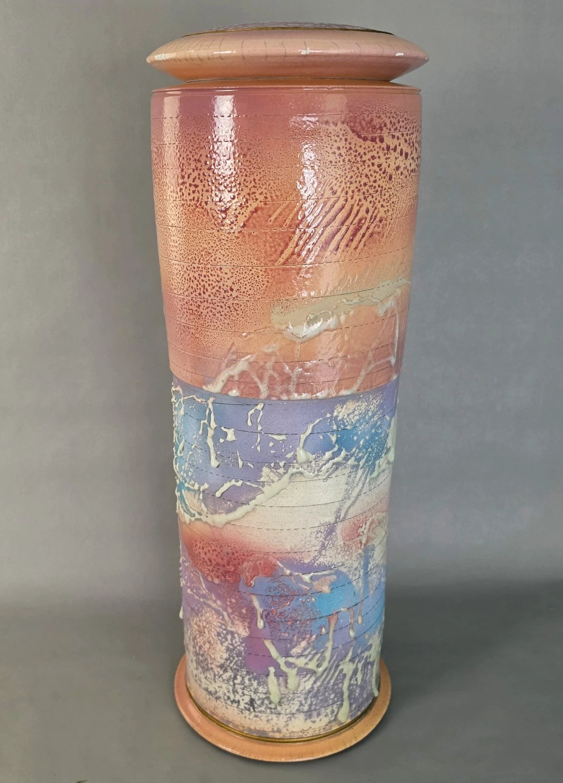 Monumental 25" Steven Forbes-deSoule Ceramic Lidded Urn Vase 1988
