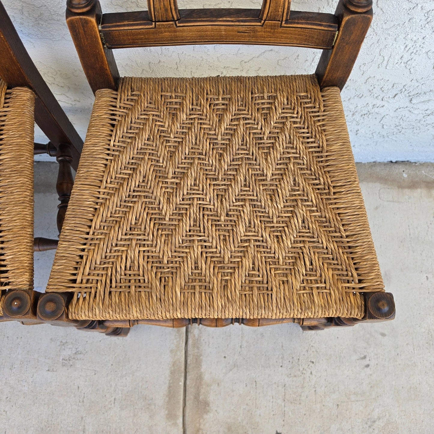 Antique 1800s Provençal Dining Chairs with Rope Seats Set of 4