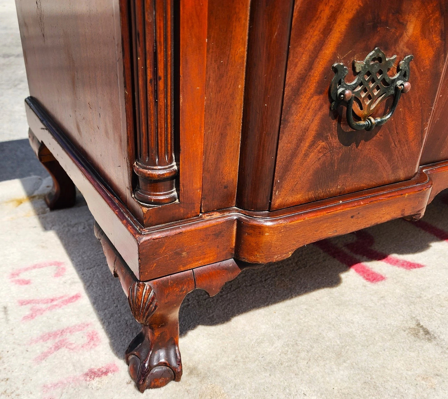 Antique Georgian Flame Mahogany Block Front Highboy Dresser