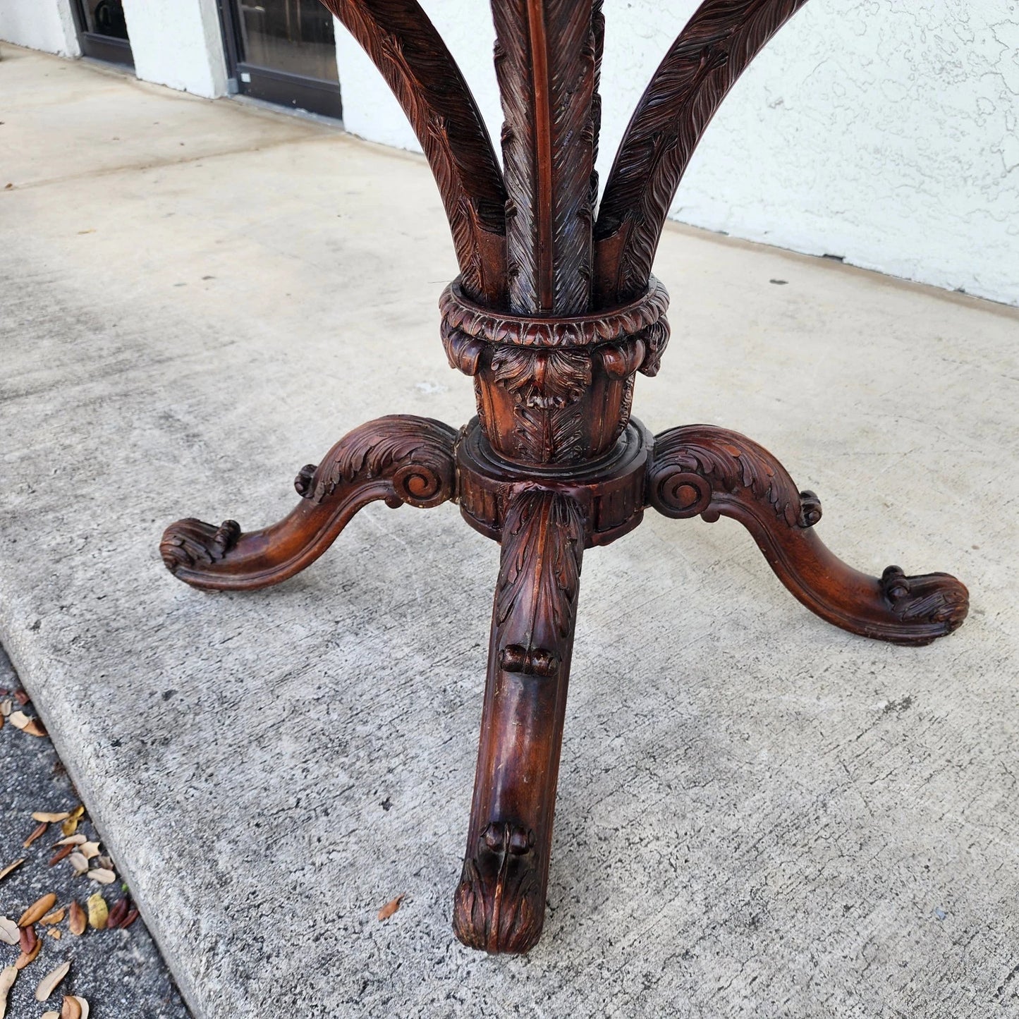 19th Century Empire Revival Center Table Carved Mahogany With Granite Top