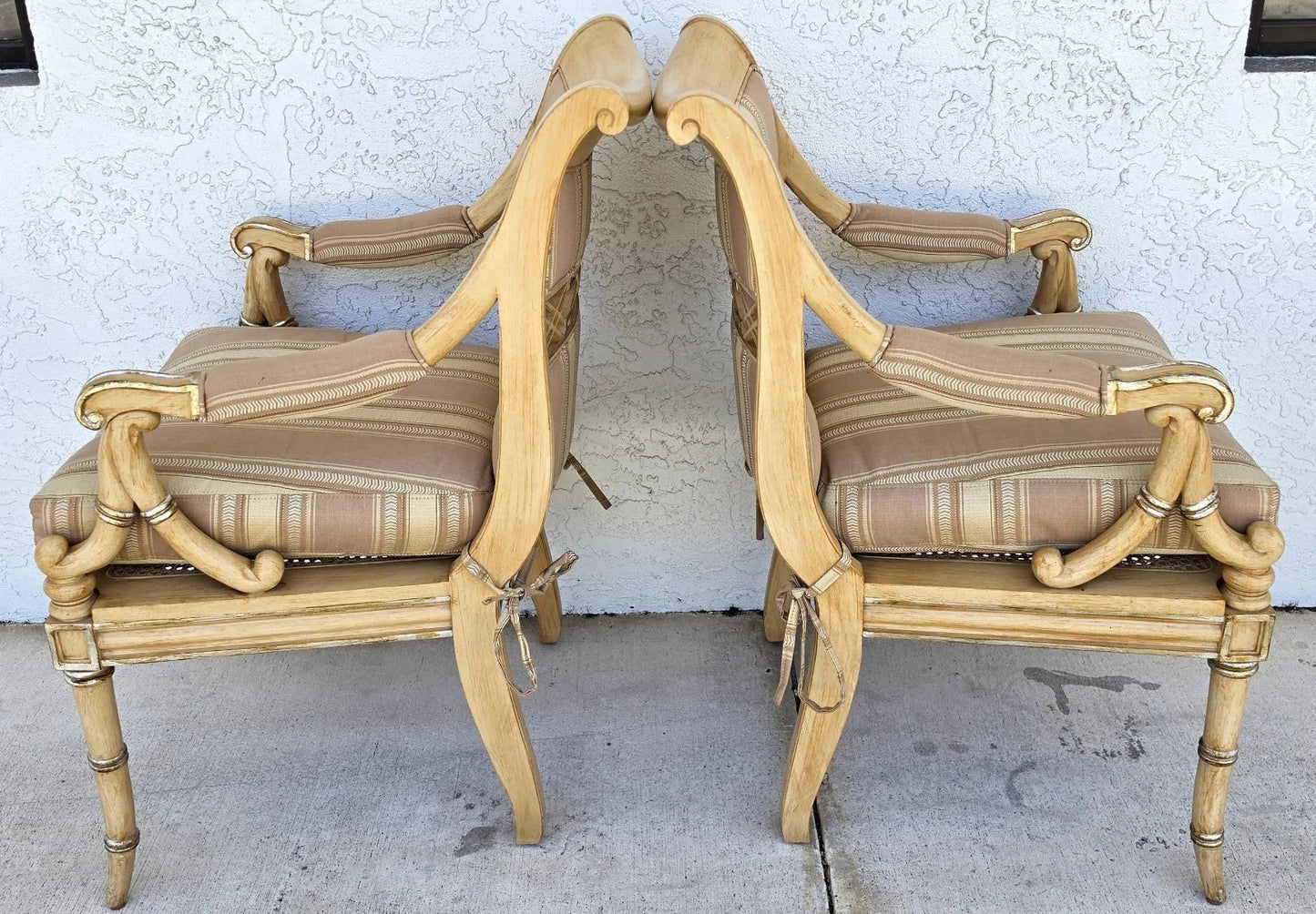 Century Furniture Regency Cane Seat Armchairs Pair