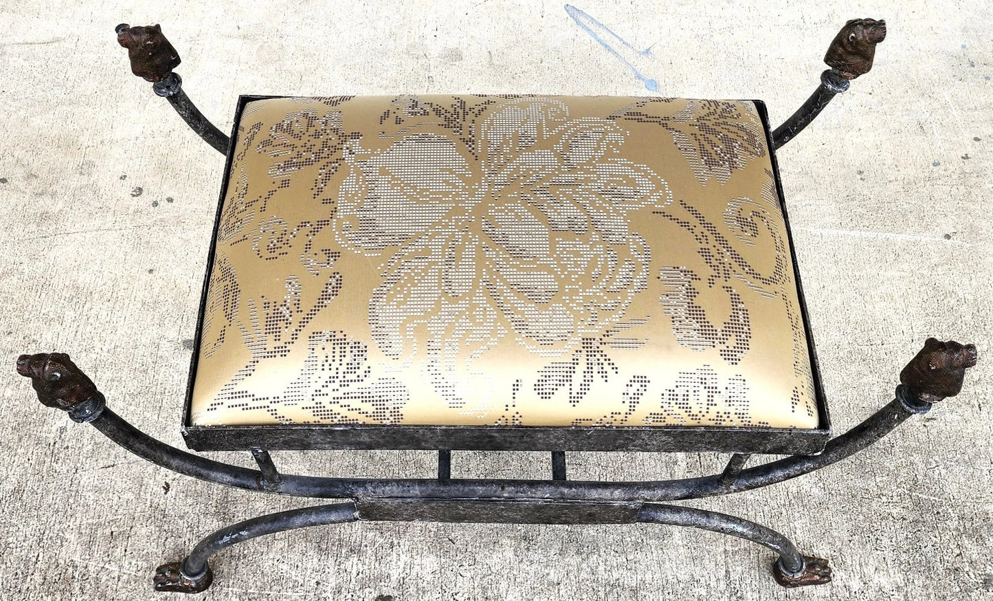 Curule Bench Footstool with Lion Motif