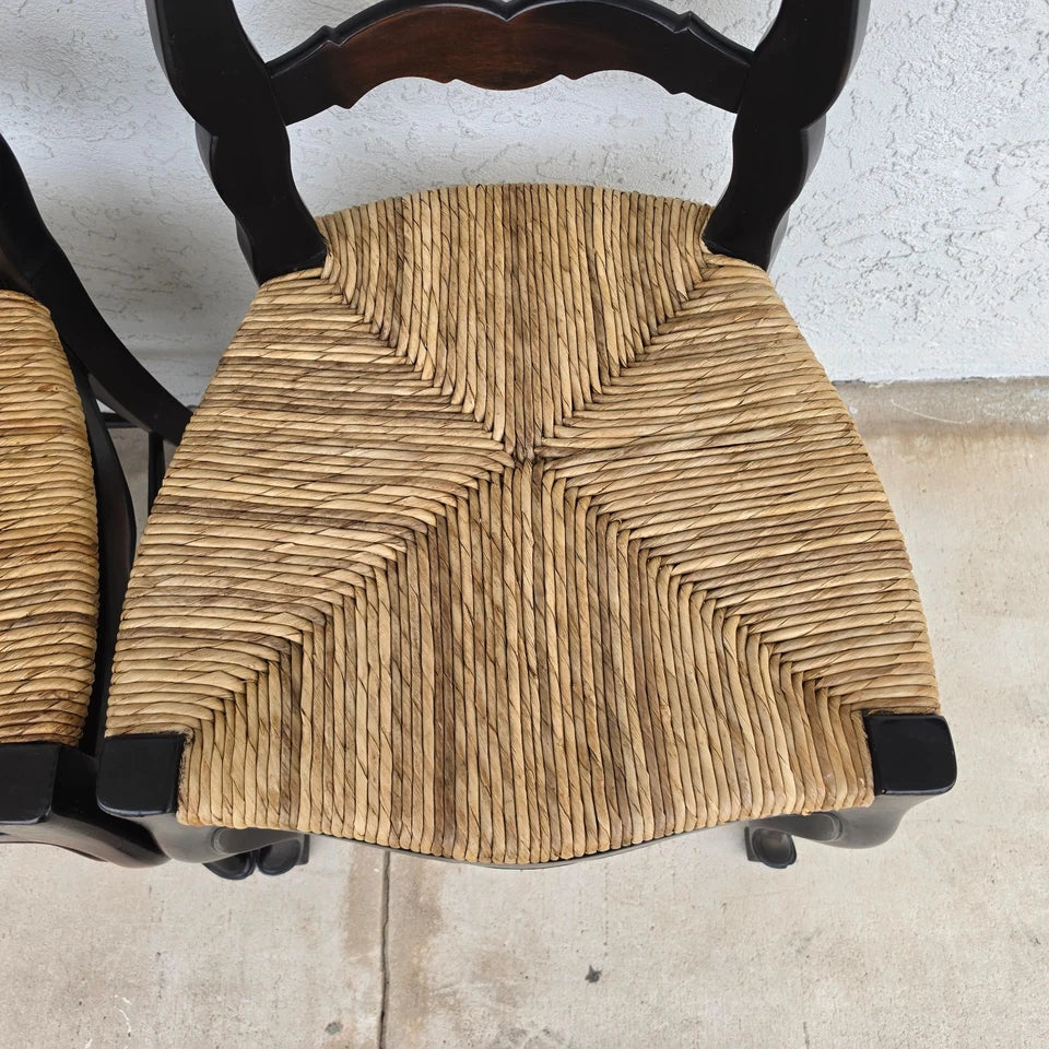 French Country Ladderback Rush Seat Dining Chairs Set of 4