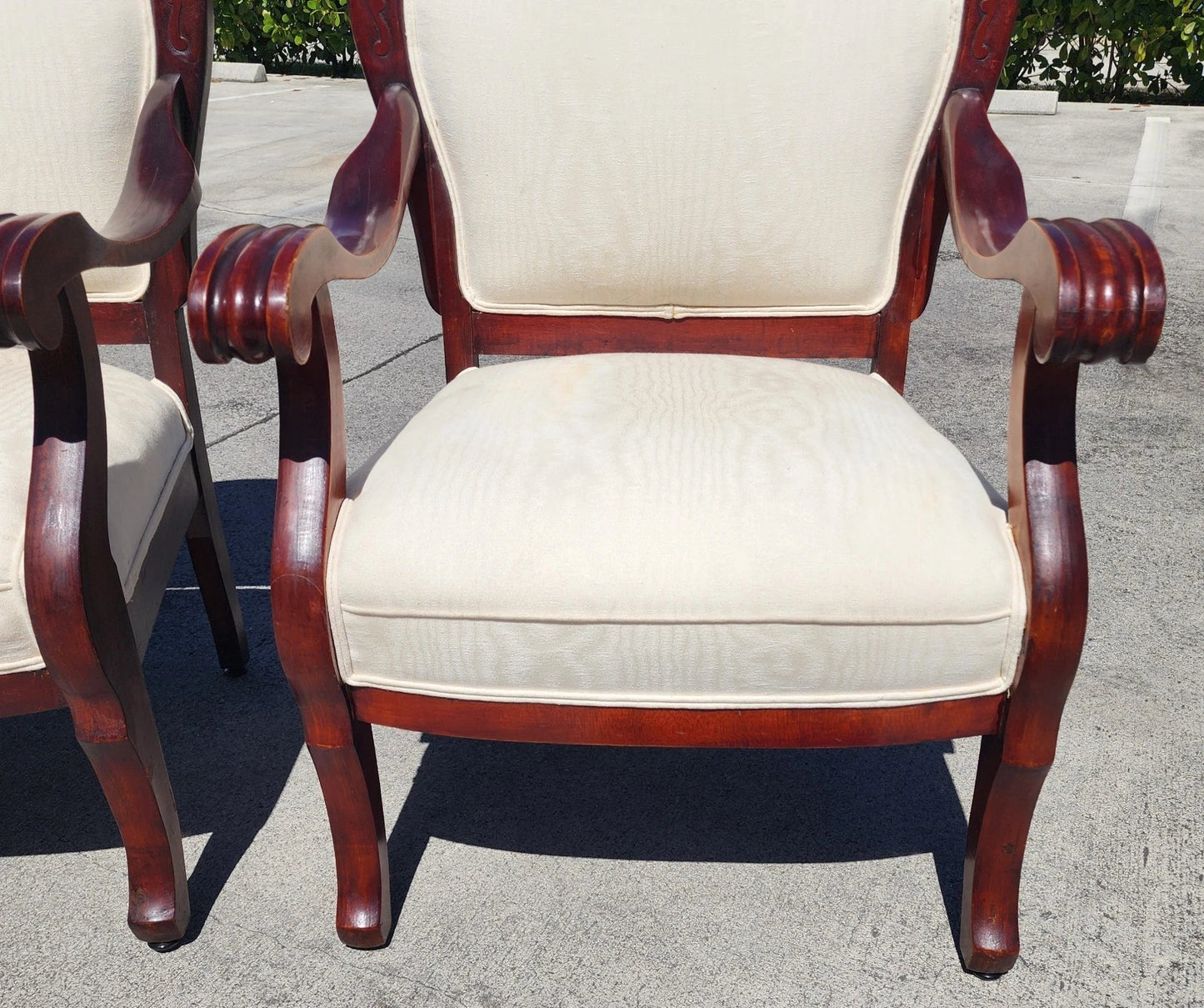 Antique Asian Rosewood Carved Foo Dogs Armchairs Set of 2