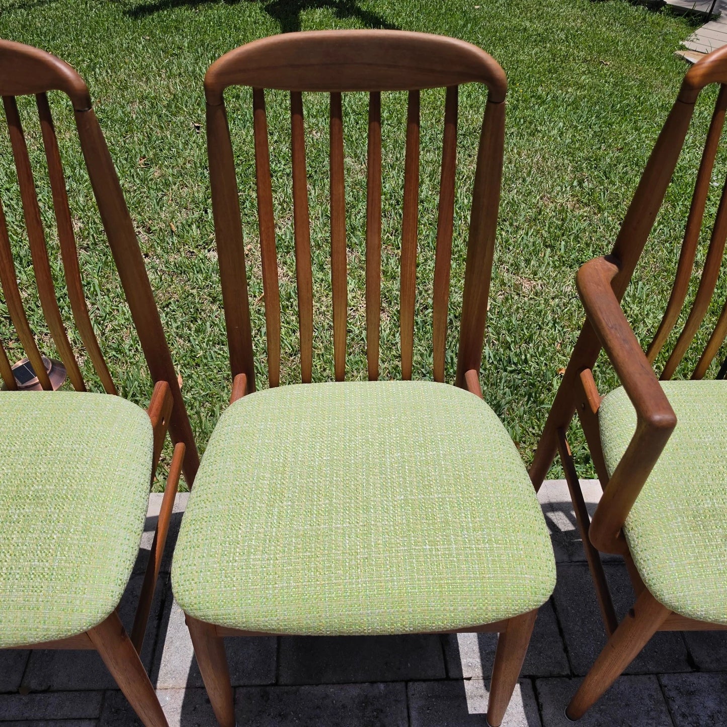 Vintage 1970s Benny Linden Solid Teak Sculptural Dining Chairs Set of 4