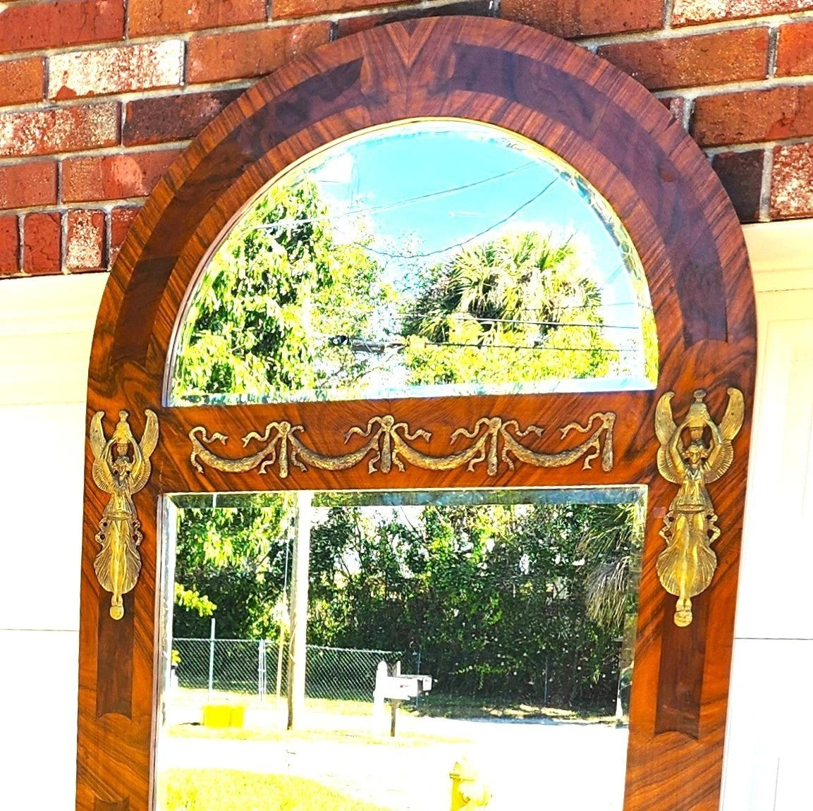 French Empire Style Console Marble Entry Table & Mirror