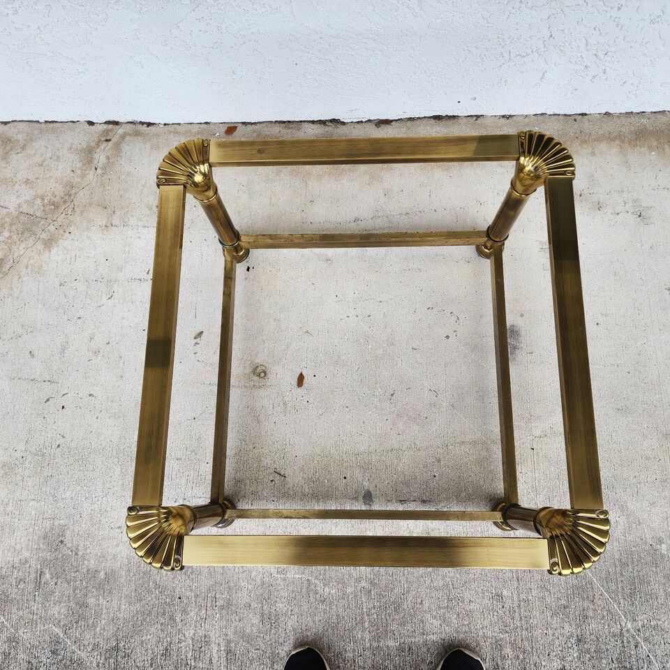 Mastercraft Style Coffee Table Brass Glass 1970s