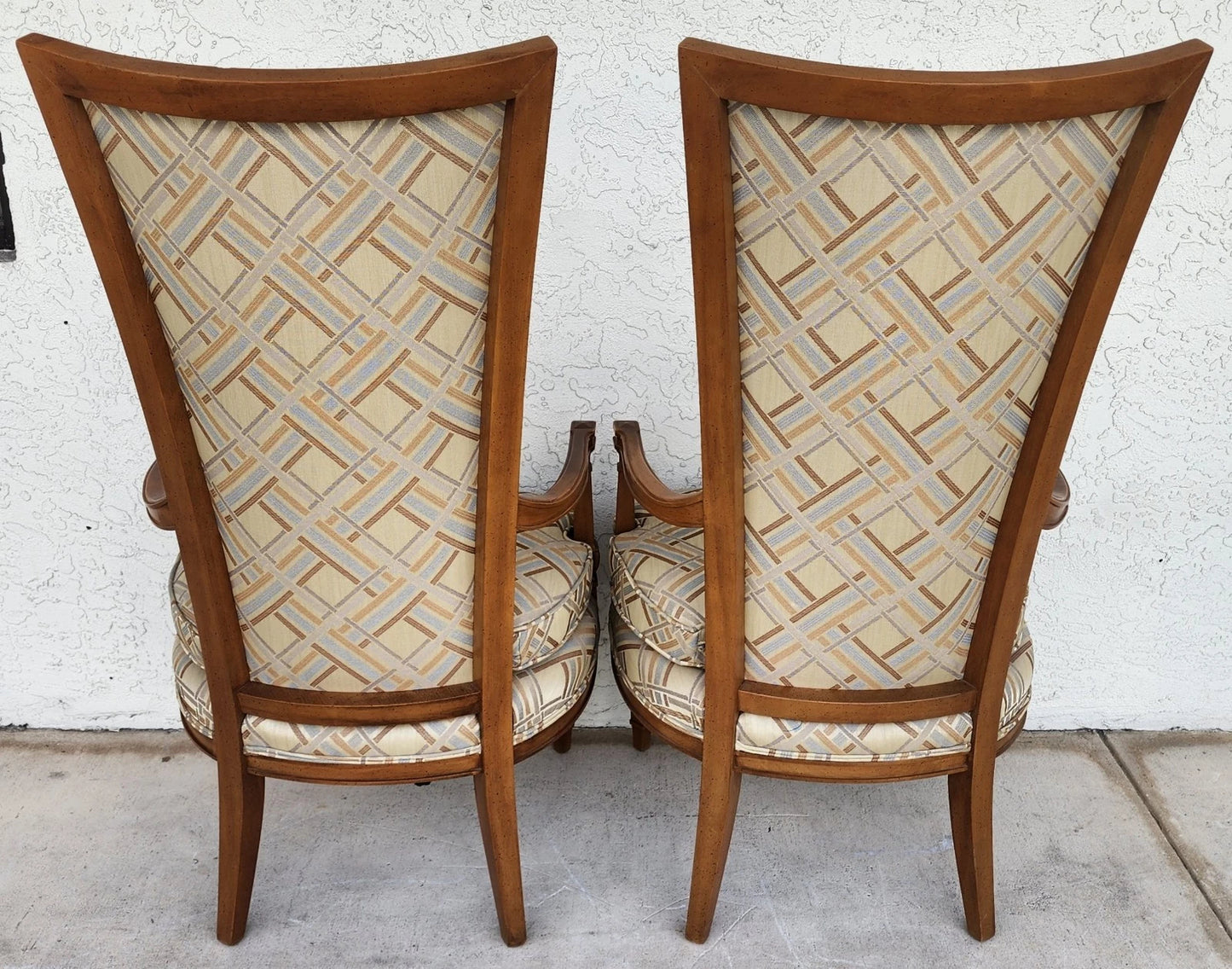 French Louis XVI High Back Accent Dining Chairs Pair