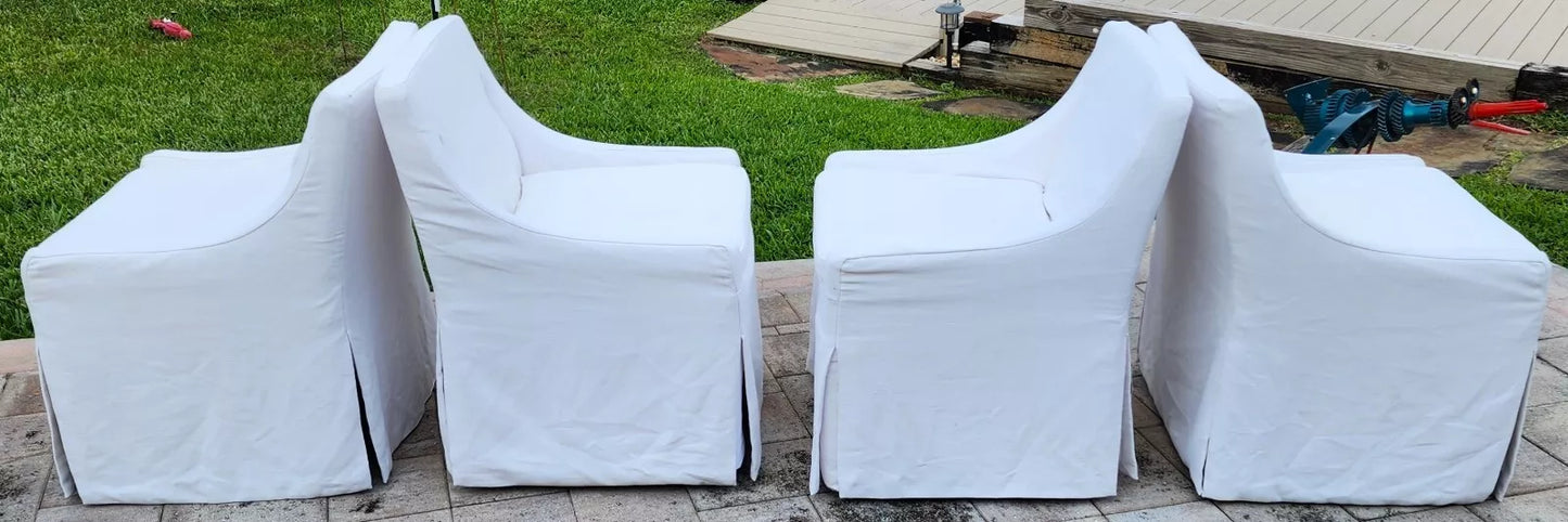 Restoration Hardware Low Belgian Slope Arm Slipcovered Dining Side Chairs RH